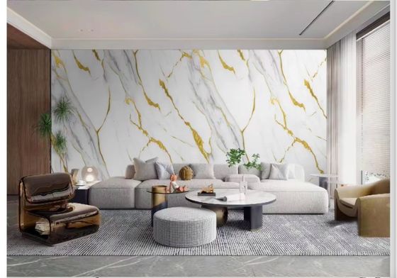 Водонепроницаемые твердые УФ-мраморные листы из ПВХ для декора стен 1220x2440x3 мм